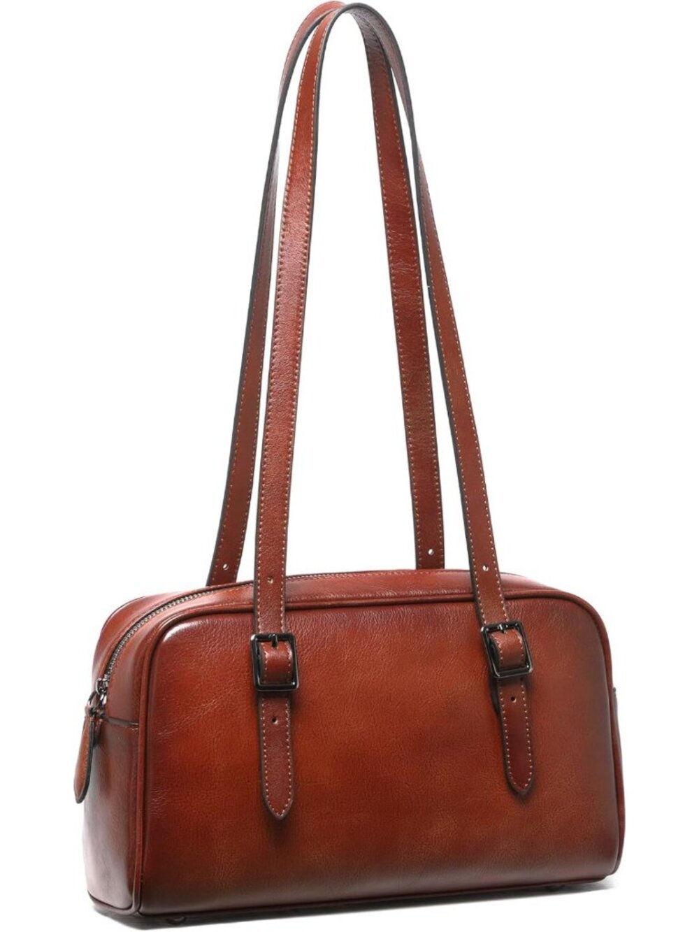 Trendy Genuine Leather Tote Bag, Vintage Hobo Clutch & Shoulder Purse for Women